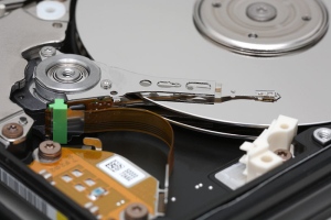 Hard disk drive with cover removed