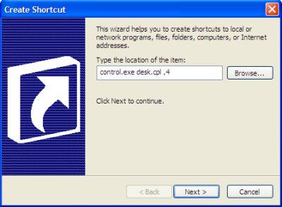 Create Shortcut dialog box