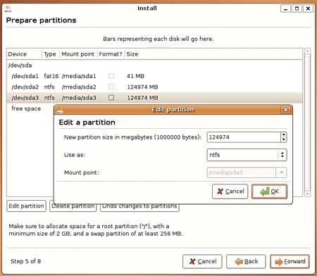 Resize a partition