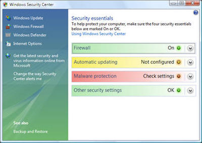 Windows Vista Security Center