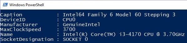 Information returned by the Win32_processor class