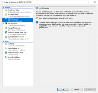 Hyper-V NUMA Spanning