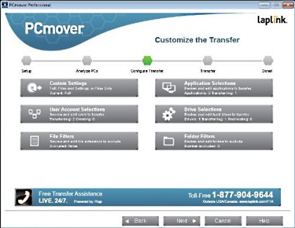 PCmover's easy-to-use wizard
