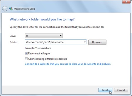 Map Network Drive dialog box