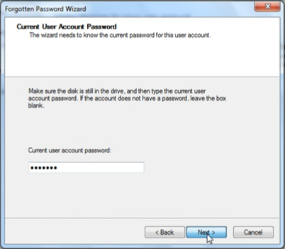 Current User Account Password page