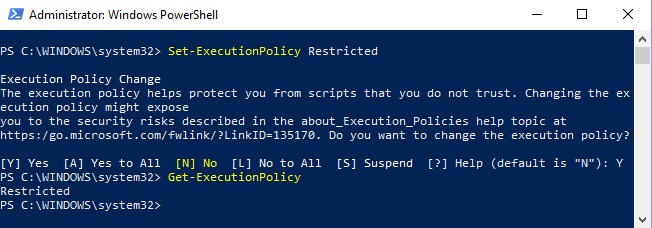 Set execution policy