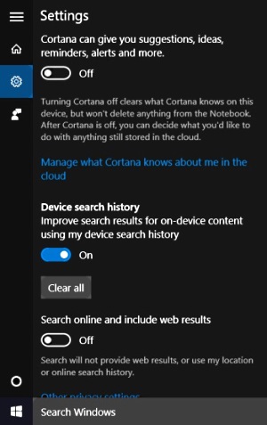 windows Search Settings