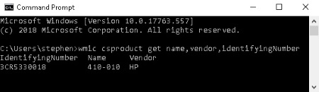 Command Line to get Computer's Model, Vendor, and Serial Number