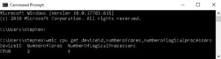 Command Line to get Numner of CPU Cores