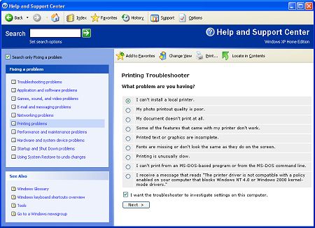 The Printing Troubleshooter