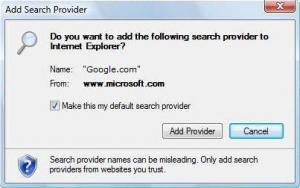 Add Search Provider dialog box