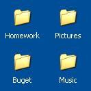 Folders all use the same beige-colored icon