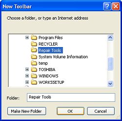 New Toolbar dialog box