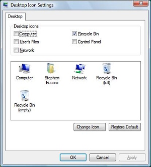 Desktop Icons Settings dialog box