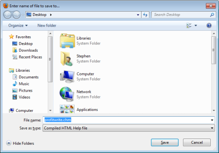 Firefox Save File dialog box