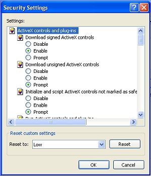 Security Settings dialog box