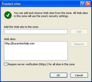 Trusted sites dialog box