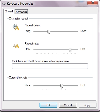 Keyboard Properties dialog box