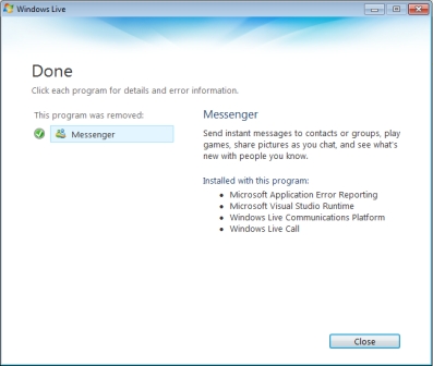 Windows Live Messenger uninstalled