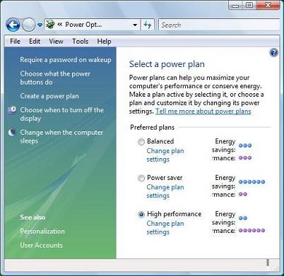 Power Options utility