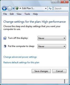 Change settings for the plan: ... dialog box