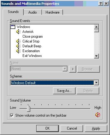 Sounds and Multimedia Properties Dialog Box