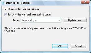 Internet Time Settings dialog box