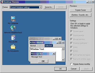 Desktop Themes dialog box