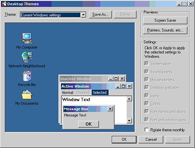 desktop themes for windows xp. Desktop Themes dialog box