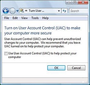 Turn Off the User Account Control