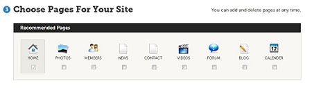 Choose pages for your site
