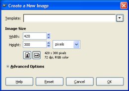 Create a New Image dialog box