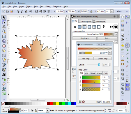 Inkscape free Open Source vector graphics illustration application