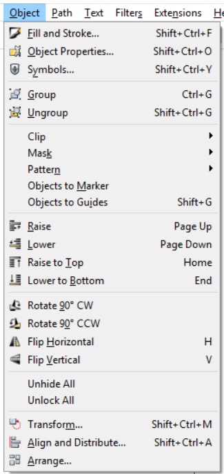 Object menu