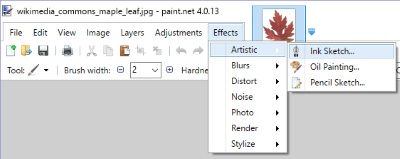 Paint.NET Effects menu