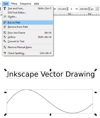 inkscape font on path