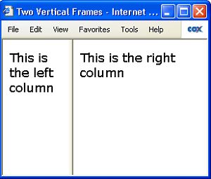 Frameset containing two vertical frames