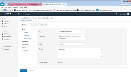 Adding an IP range to scan