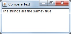 Java to compare two text strings, example 2